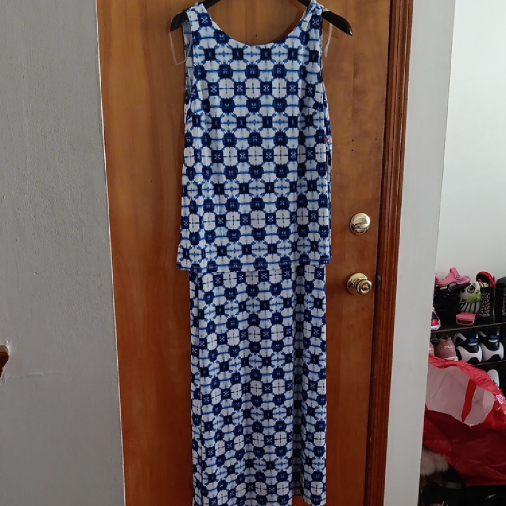 Rafaella Blue and Cream Patterned Dress